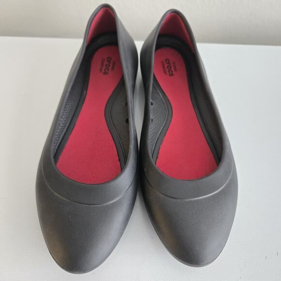 Crocs Shoes Women's Size 7 Lina Iconic Comfort Ballet Flats Black Slip On 203404 - Picture 3 of 12